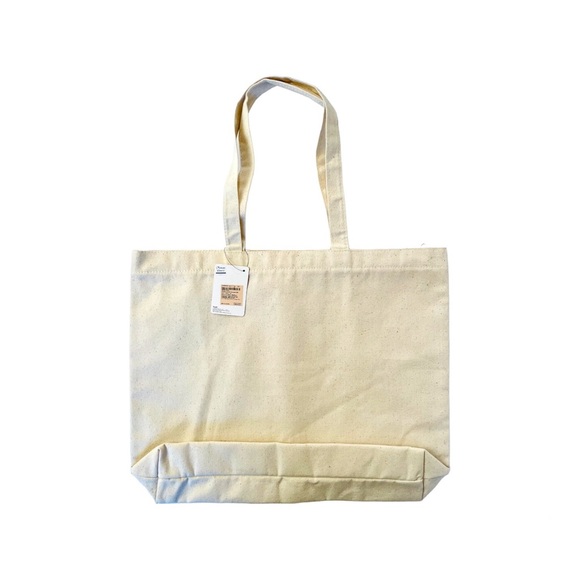 NEW Gudetama Canvas Bag Zipper Tote Bag Sanrio Cute Lazy Egg Yolk (L) NWT - Picture 2 of 2